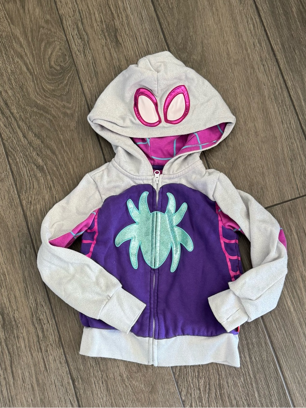 Disney Girls Purple, Pink & Silver Spider Hoodie